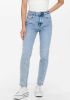 ONLY cropped high waist straight fit jeans ONLEMILY light blue denim regular online kopen