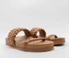 Lola Cruz Leer gevlochten platte sandalen , Bruin, Dames online kopen